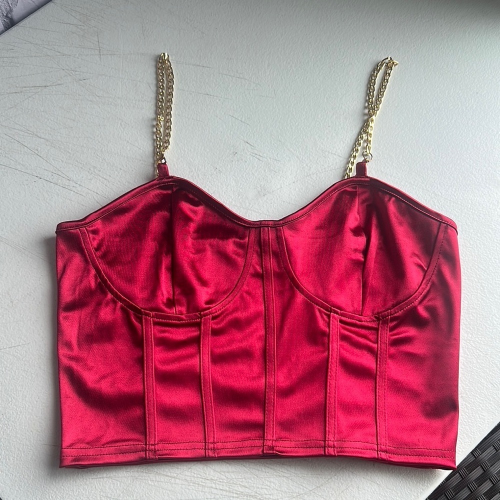 NEW Elegant Red Satin Women's Top